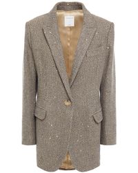 Sandro Paule Herringbone Tweed Blazer - Natural