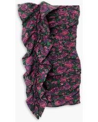 ROTATE BIRGER CHRISTENSEN - Layla trägerloses minikleid aus mesh mit floralem print, pailletten und rüschen - Lyst
