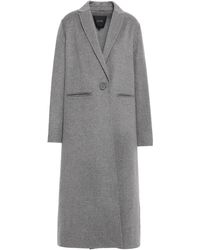 Maje Wool-blend Felt Coat Grey - Gray
