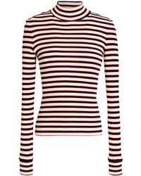 Rosetta Getty - Striped Ribbed Cotton Turtleneck Top - Lyst