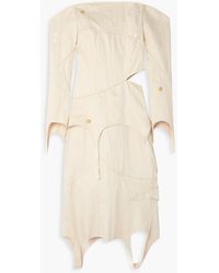 Acne Studios - Off-the-shoulder Cutout Cotton-twill Midi Dress - Lyst