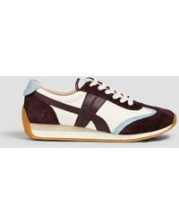 Tory Burch - Suede Leather And Shell Sneakers - Lyst
