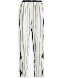 Ganni - Striped Mousseline-paneled Satin Straight-leg Pants - Lyst