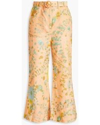 Zimmermann - Floral-print Linen Kick-flare Pants - Lyst