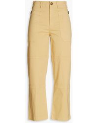 FRAME - Cropped Stretch-cotton Twill Cargo Pants - Lyst