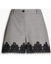Boutique Moschino - Lace-trimmed Houndstooth Tweed Shorts - Lyst