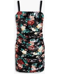 Dolce & Gabbana - Gerafftes minikleid aus tüll mit pailletten - Lyst