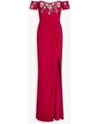 Marchesa - Off-the-shoulder Embellished Crepe Gown - Lyst