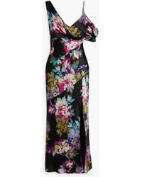 Nicholas - Finley Draped Floral-print Satin-crepe Midi Dress - Lyst