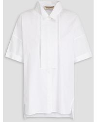 Gentry Portofino - Organza-trimmed Cotton-poplin Shirt - Lyst