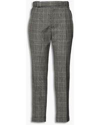 Womens Clothing Trousers Slacks and Chinos Capri and cropped trousers Officine Generale Pierre Cropped Pleated Prince Of Wales Checked Wool Tapered Pants in Grey 