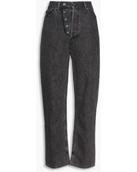 Ganni - Button-embellished High-rise Straight-leg Jeans - Lyst