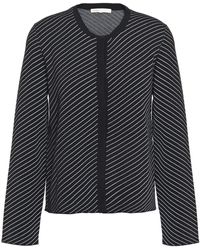 Maje Striped Stretch-knit Cardigan Black