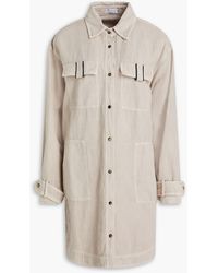 Brunello Cucinelli - Bead-embellished Cotton And Linen-blend Twill Shirt - Lyst