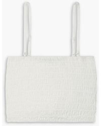 ATM - Cropped Shirred Linen Tank - Lyst