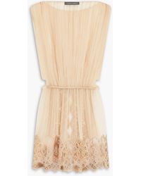 Alberta Ferretti - Cutout Guipure Lace-trimmed Silk Top - Lyst