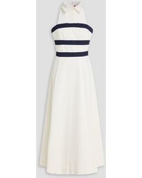 STAUD - Captain Striped Cotton-blend Twill Midi Dress - Lyst