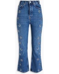Maje - Studded High-rise Flared Jeans - Lyst