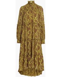 Cinq À Sept - Folk Asymmetric Tiered Paisley-print Chiffon Midi Dress - Lyst