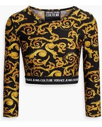 Versace - Cropped Printed Stretch-jersey Top - Lyst