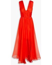 Maria Lucia Hohan - Sorena Embellished Gathered Silk-crepon Maxi Dress - Lyst
