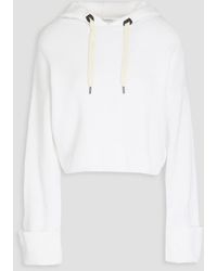 Brunello Cucinelli - Cropped Ribbed Cotton Hoodie - Lyst