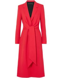 Roland Mouret Hollywell Belted Wool-crepe Coat - Red