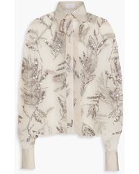 Brunello Cucinelli - Embellished Silk-Organza Shirt - Lyst