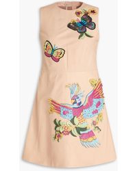 RED Valentino - Embellished Leather Mini Dress - Lyst