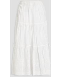 See By Chloé - Embroidered Fil Coupé Cotton Midi Skirt - Lyst