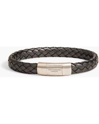 Tarquins Silver and Leather S-Lock Bracelet - Black