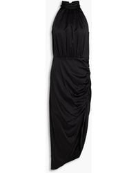 Veronica Beard - Gabriella Asymmetric Silk-blend Satin Halterneck Midi Dress - Lyst