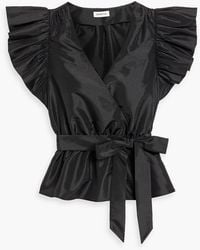 Jonathan Simkhai - Adelaide Wrap-Effect Ruffled Taffeta Top - Lyst