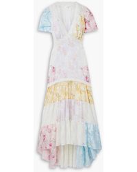 LoveShackFancy - Tink Lace-trimmed Floral-print Silk-satin Maxi Dress - Lyst