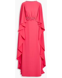 Carolina Herrera Embellished Cape Gown in Pink | Lyst
