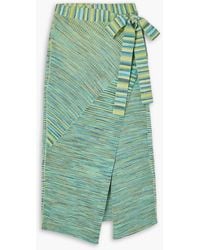Jonathan Simkhai - Paris Striped Ribbed Cotton-blend Midi Wrap Skirt - Lyst