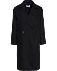 Sandro Woman Double-breasted Cotton-gabardine Coat Black