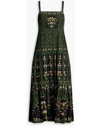 FARM Rio - Floral-print Linen-blend Midi Dress - Lyst