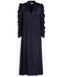 byTiMo - Ruched Satin-crepe Midi Dress - Lyst