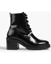 Maje - Glossed-leather Combat Boots - Lyst