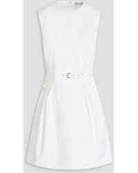 RED Valentino - Belted Pleated Cotton-blend Twill Mini Dress - Lyst