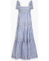 Zimmermann - Tiered Striped Cotton-gauze Midi Dress - Lyst
