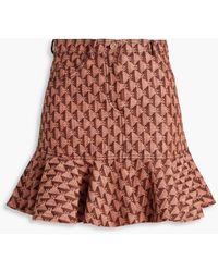 Sandro - Fluted Printed Cotton-blend Jacquard Mini Skirt - Lyst