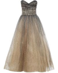 Monique Lhuillier Strapless Glittered Flocked Tulle Gown - Black