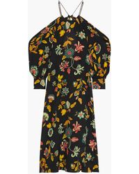 Anjuna - Luna Cold-shoulder Draped Floral-print Silk Crepe De Chine Maxi Dress - Lyst