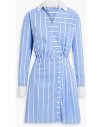 Veronica Beard - Poppe Wrap-Effect Striped Cotton-Blend Poplin Mini Shirt Dress - Lyst