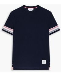 Thom Browne - Stripe-trimmed Cotton T-shirt - Lyst