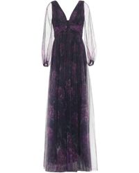 Marchesa notte Floral Evening Dress - Purple