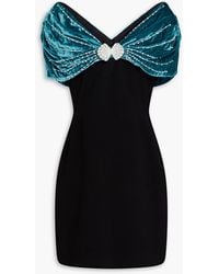 Saloni - Kaila Embellished Velvet And Crepe Mini Dress - Lyst
