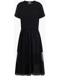 RED Valentino - Tiered Cotton-jersey, Mesh And Point D'esprit Midi Dress - Lyst